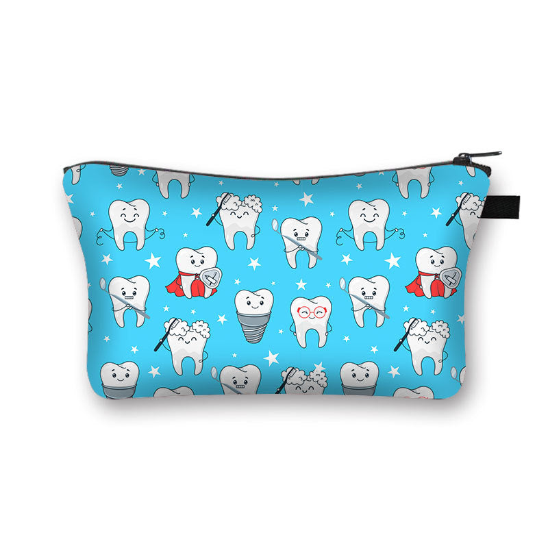 Wholesale Polyester Cosmetic Bag Tooth Print Clutch